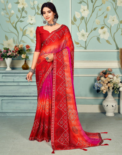 Red Bandhani Saree | Sudathi