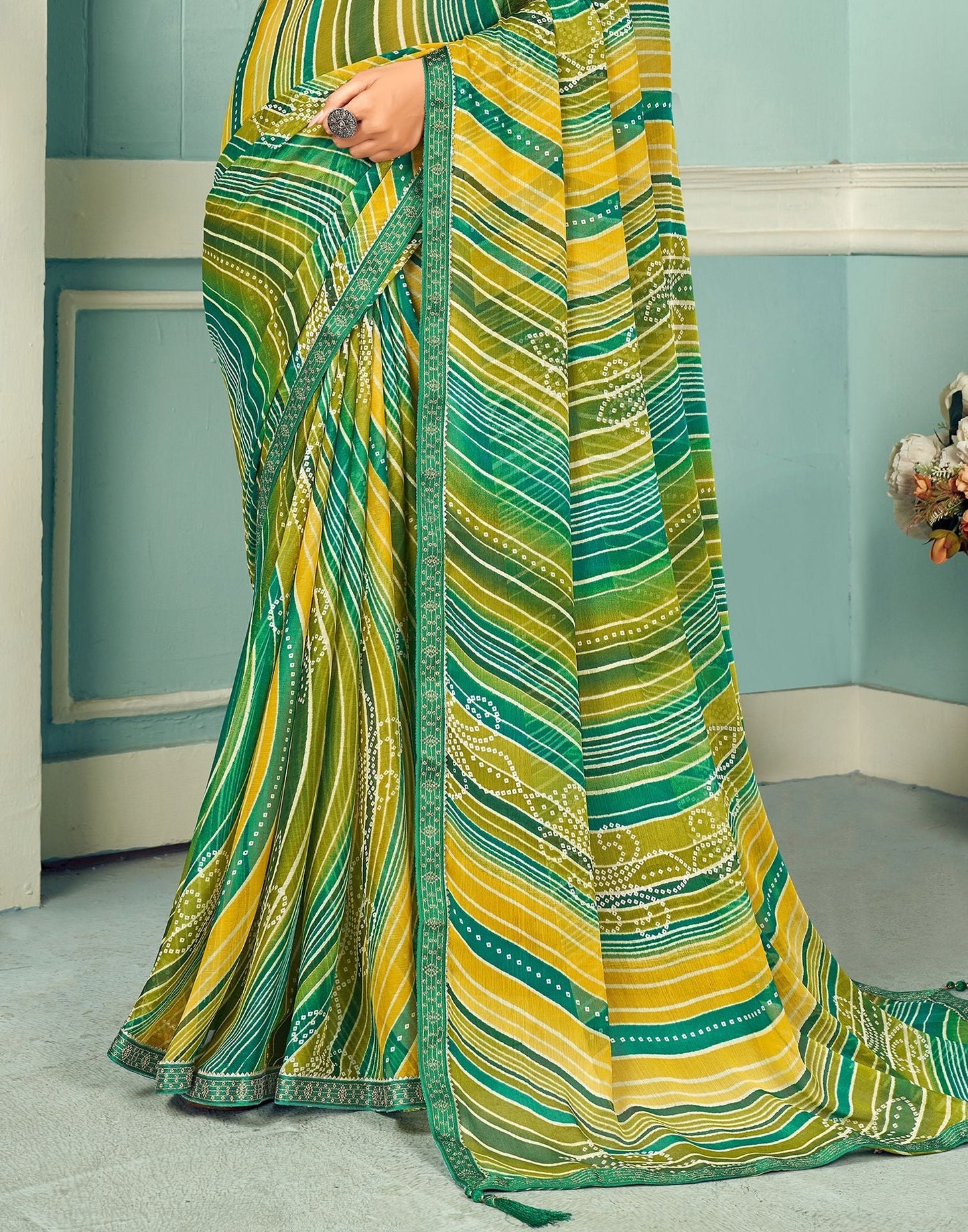 Green Printed Saree | Sudathi