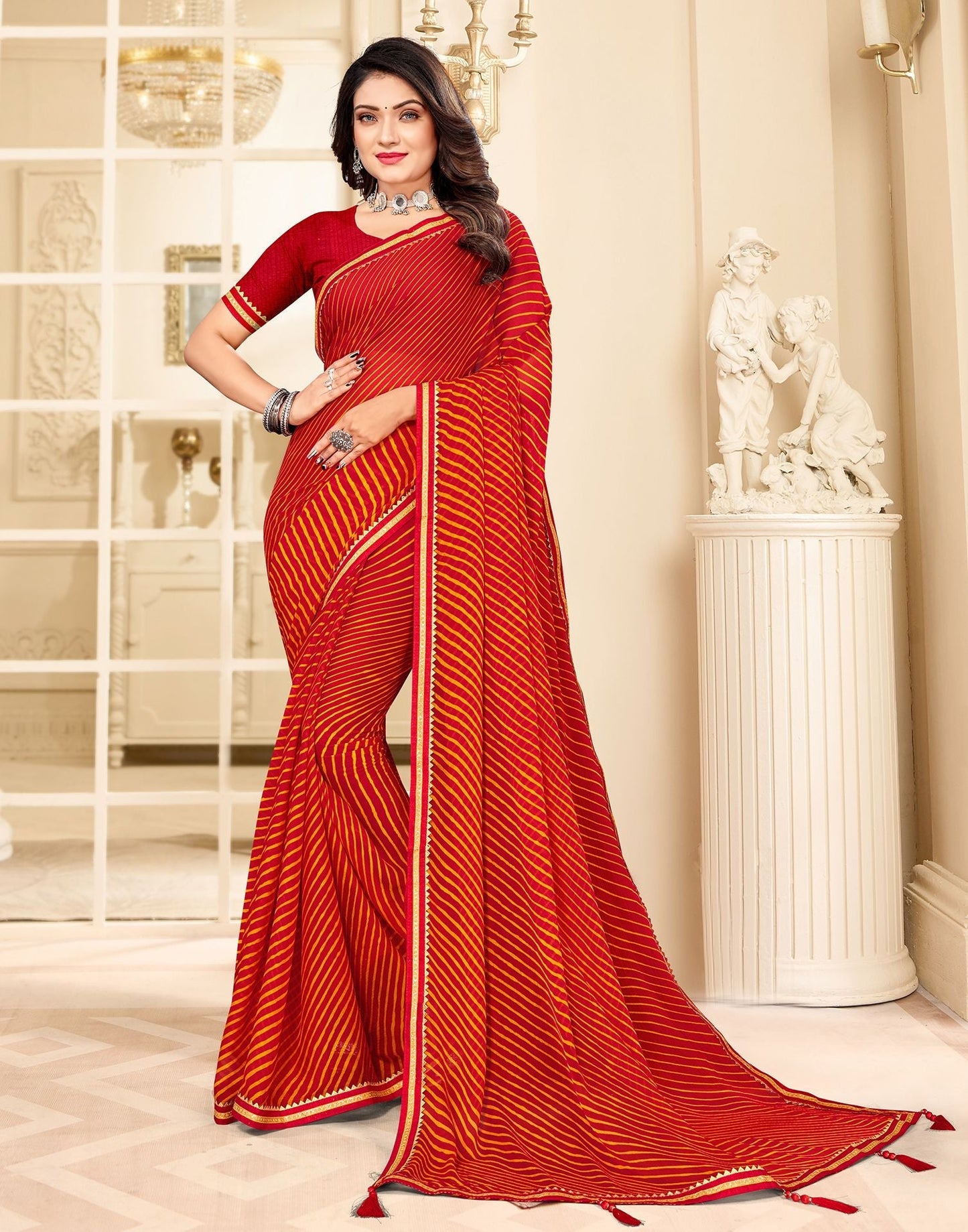 Red Printed Saree | Sudathi