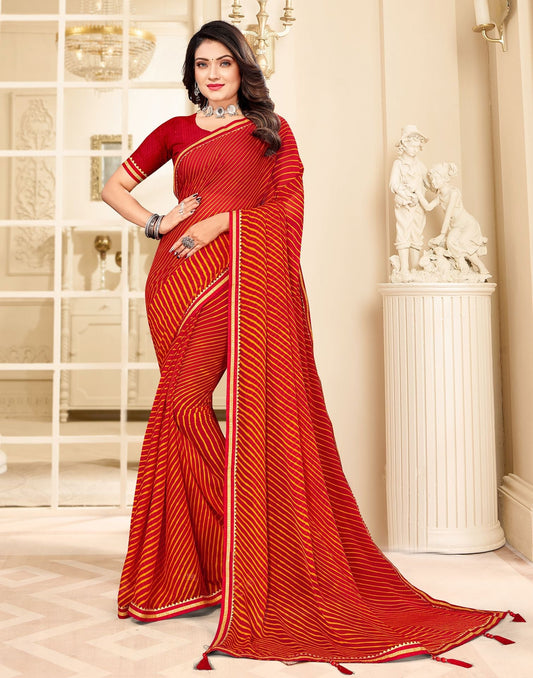 Red Printed Saree | Sudathi