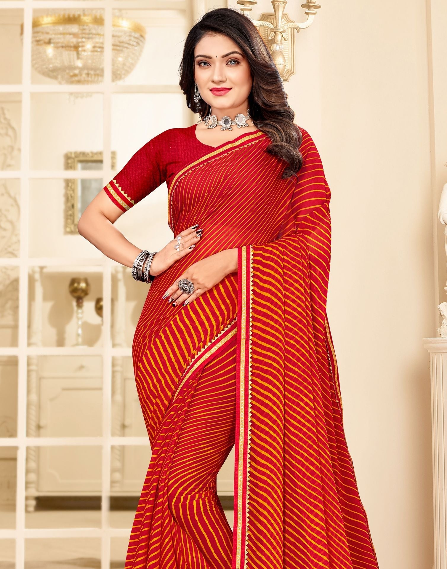 Red Printed Saree | Sudathi