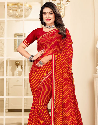 Red Printed Saree | Sudathi