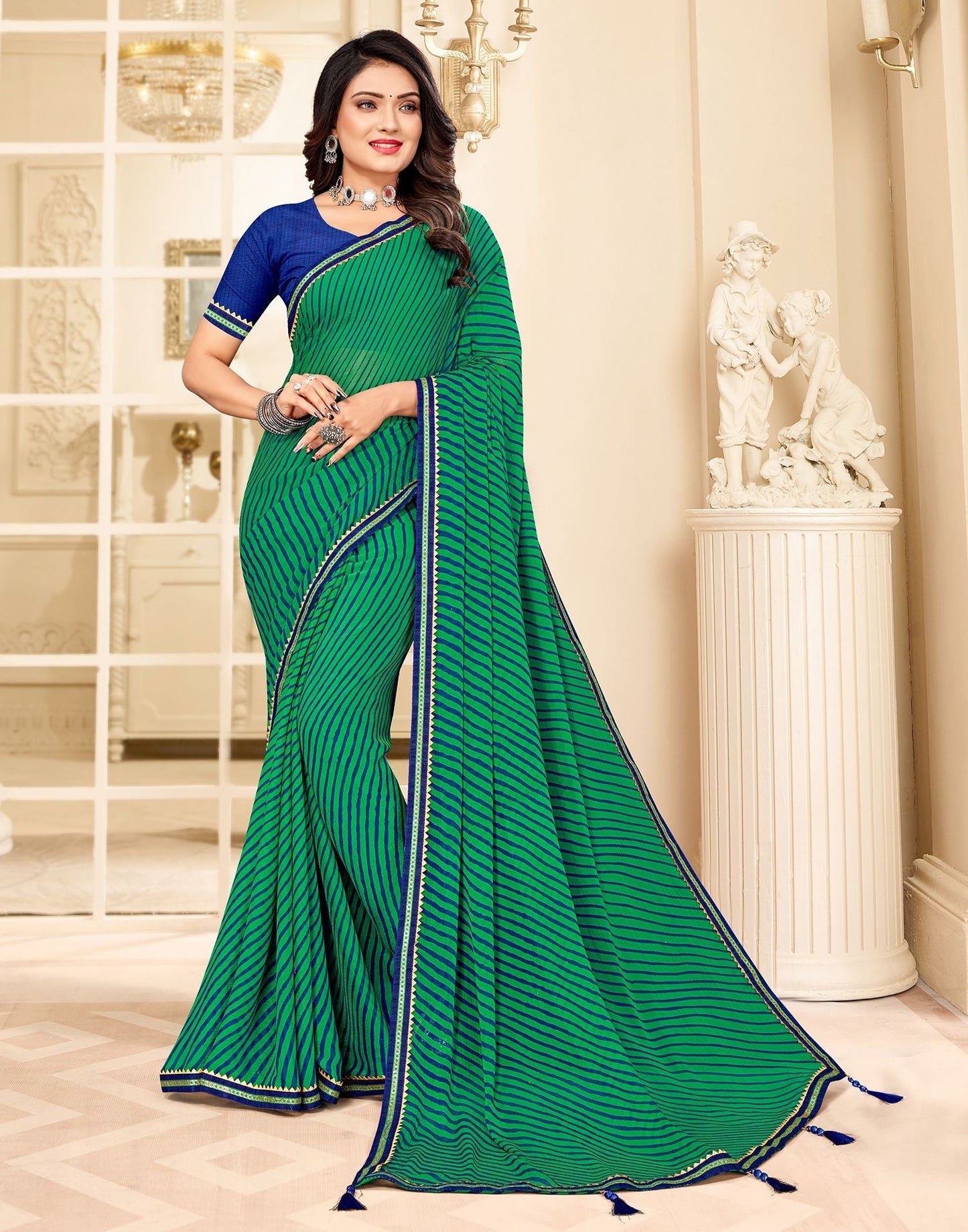 Green Printed Saree | Sudathi