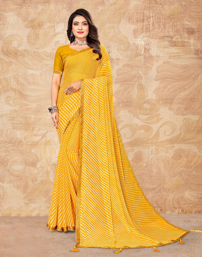 Yellow Printed Saree | Leemboodi