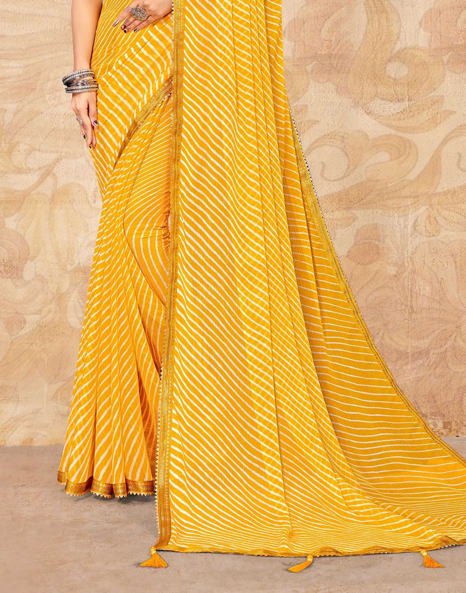 Yellow Printed Saree | Leemboodi