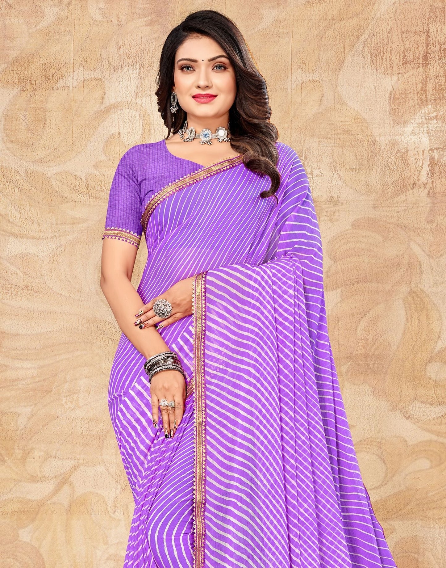 Purple Printed Saree | Leemboodi
