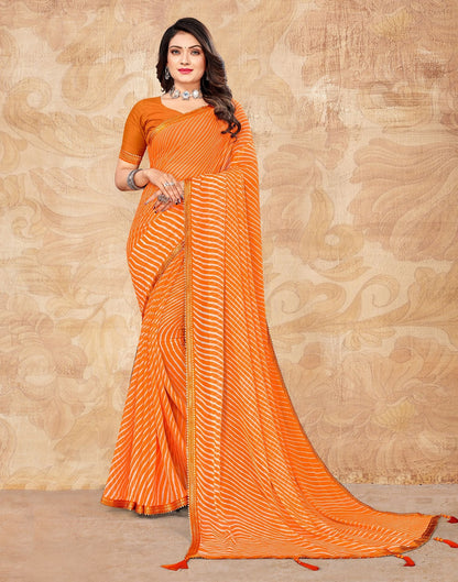 Orange Printed Saree | Leemboodi