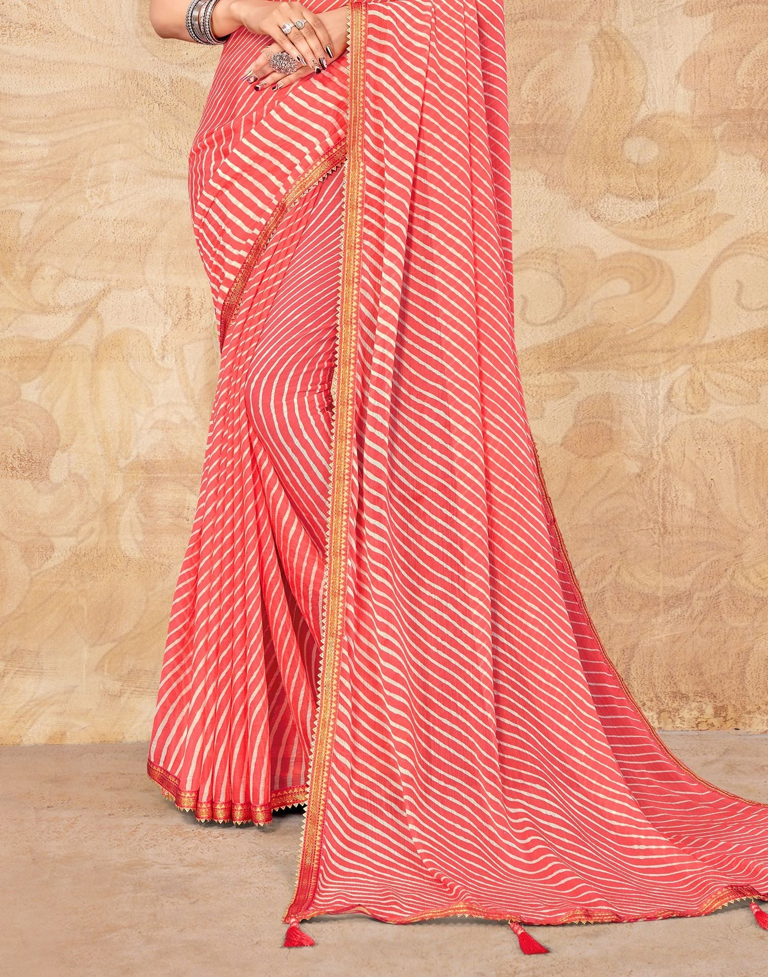 Rose Pink Printed Saree | Leemboodi
