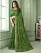 Green Chiffon Printed Saree