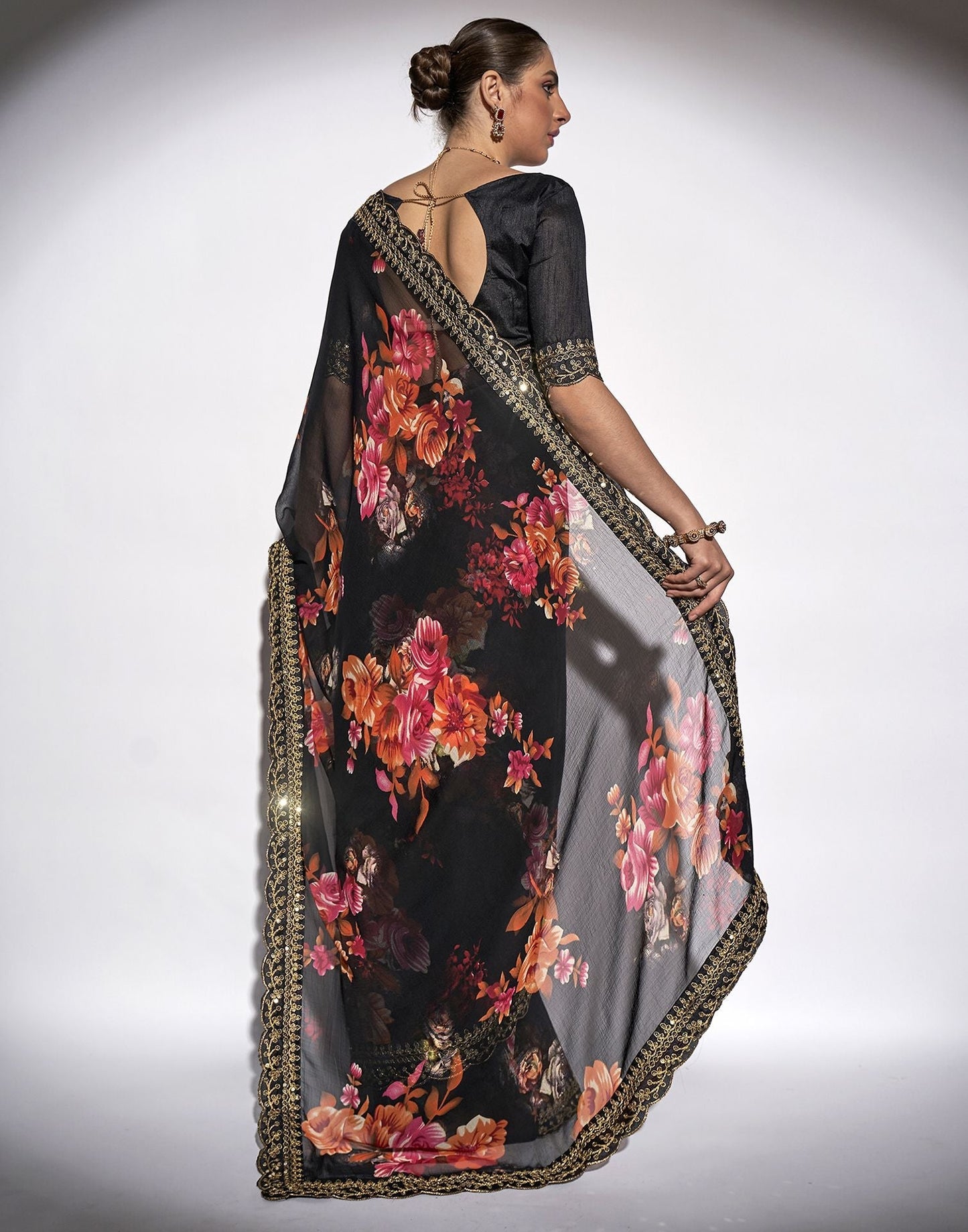 Black Printed Saree | Leemboodi