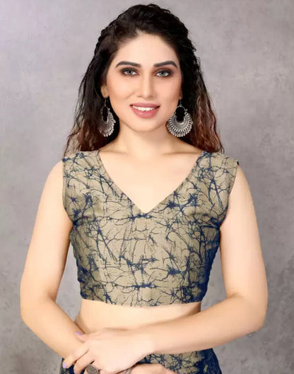 Blue Chiffon Printed Saree | Sudathi