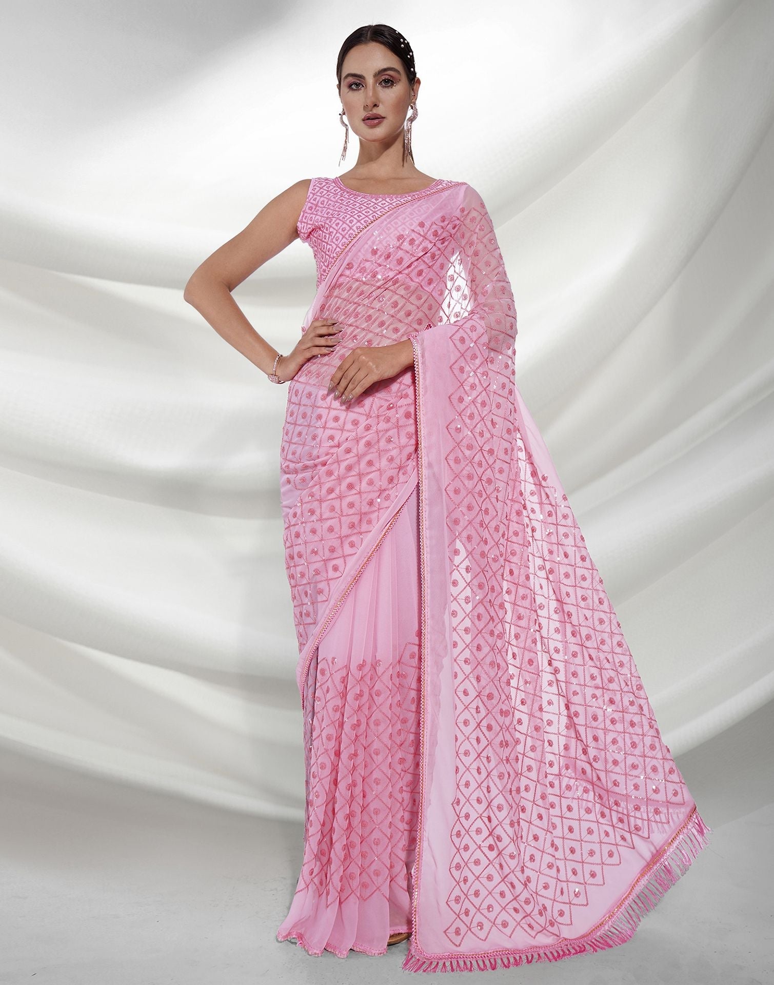 Light Pink Sequence Saree | Leemboodi
