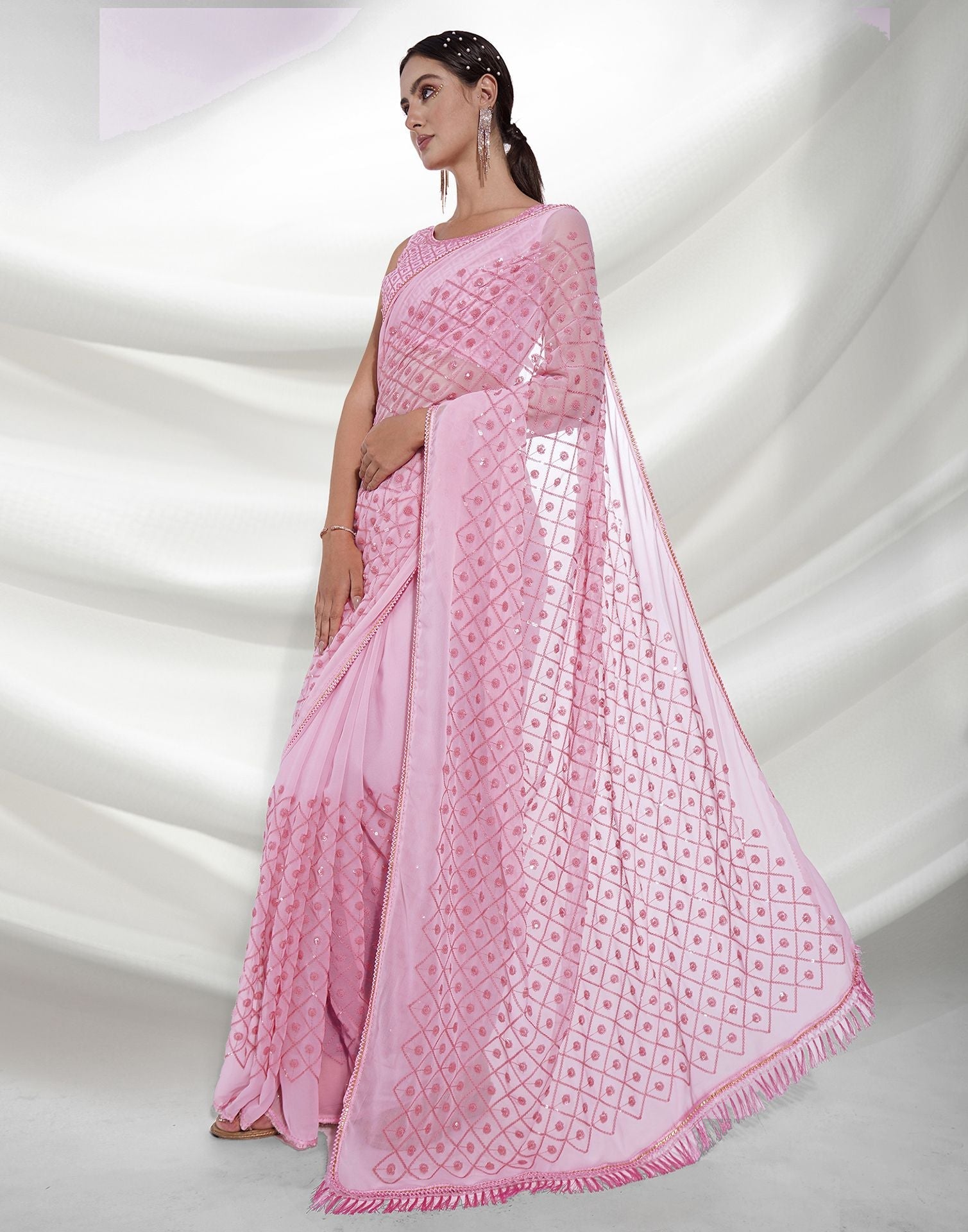 Light Pink Sequence Saree | Leemboodi