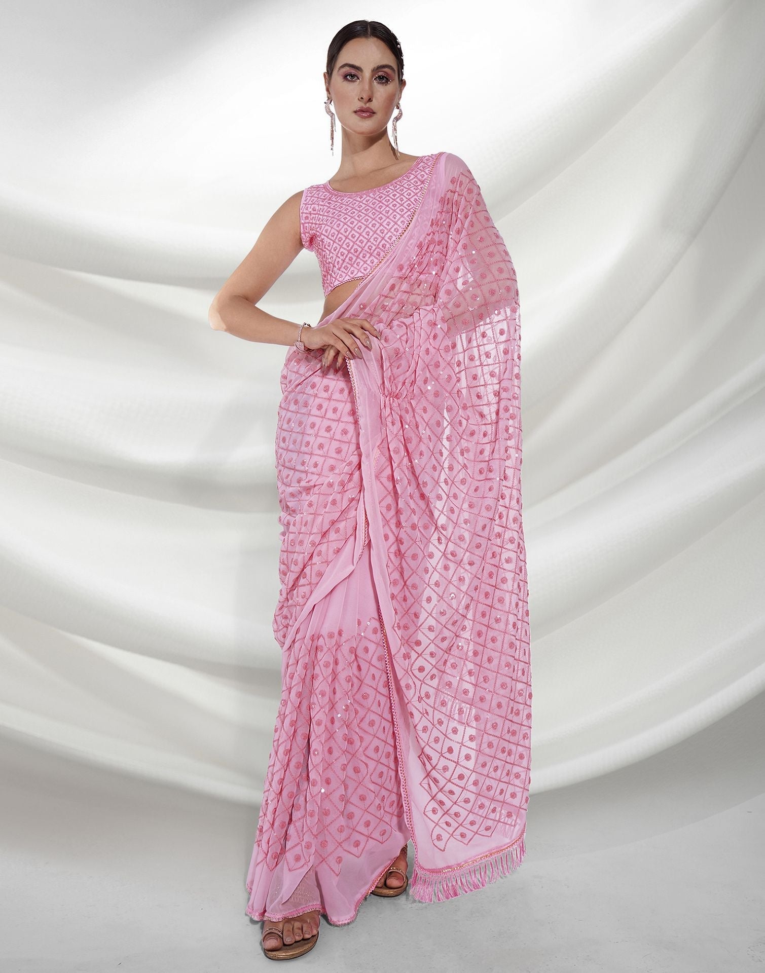 Light Pink Sequence Saree | Leemboodi