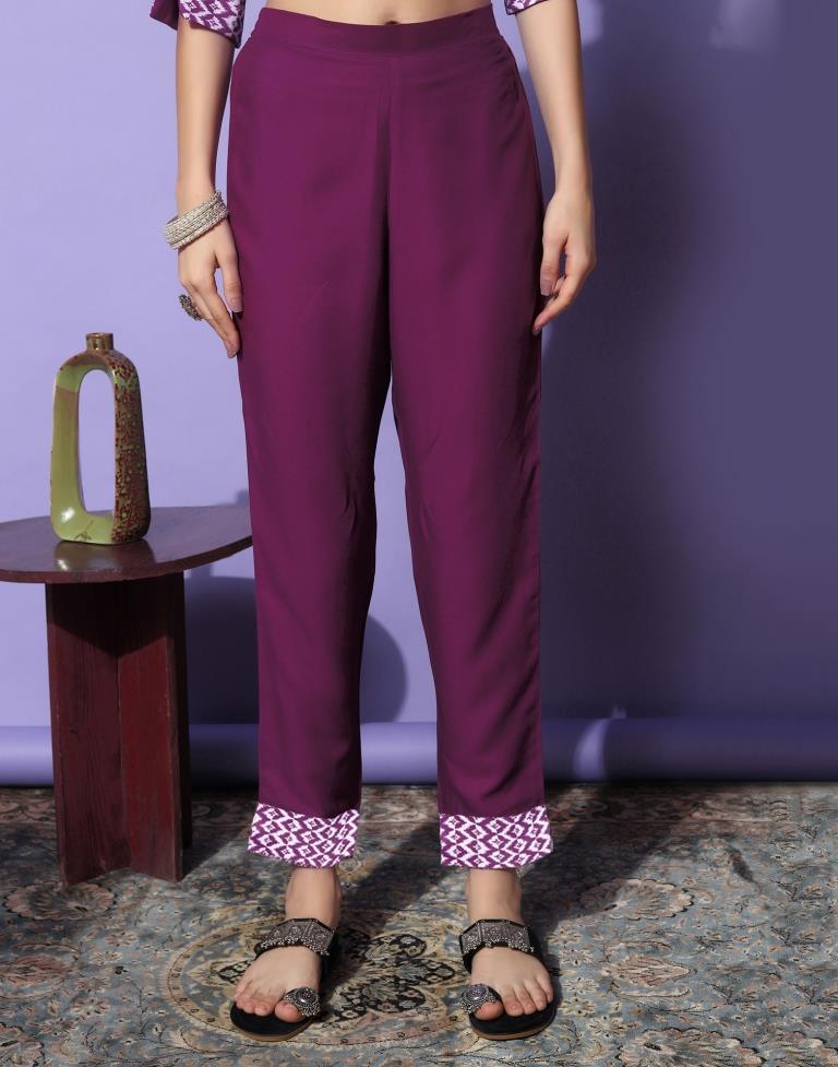 Dark Magenta Plain Rayon Straight Kurta Set