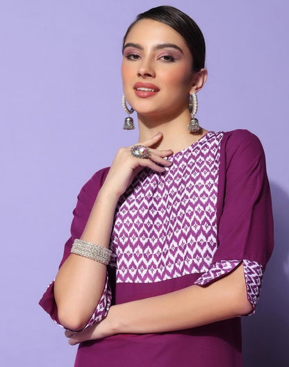 Dark Magenta Plain Rayon Straight Kurta Set