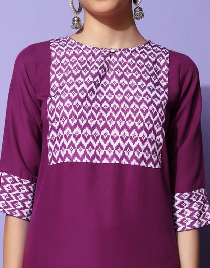 Dark Magenta Plain Rayon Straight Kurta Set