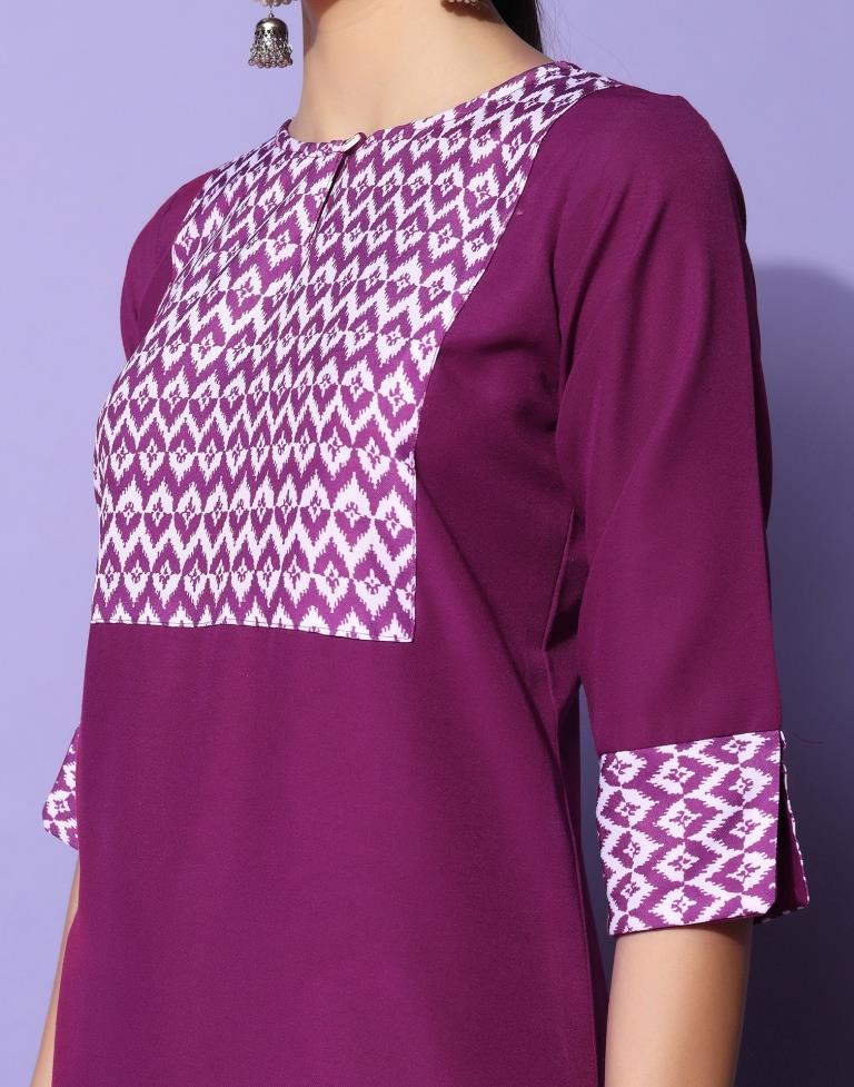 Dark Magenta Plain Rayon Straight Kurta Set