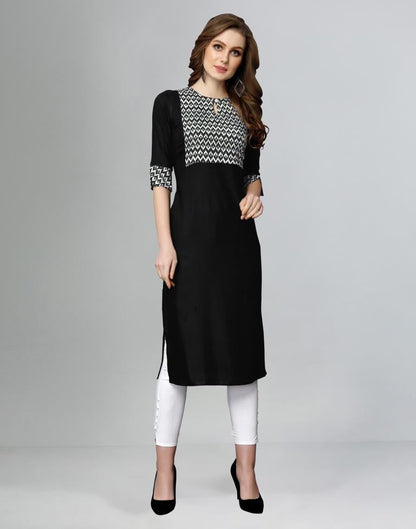 Black Coloured Rayon Printed Kurti With Pant | Sudathi