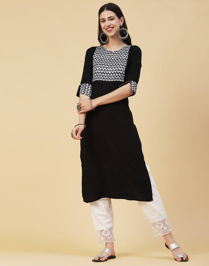 Black Coloured Rayon Printed Kurti With Pant | Sudathi