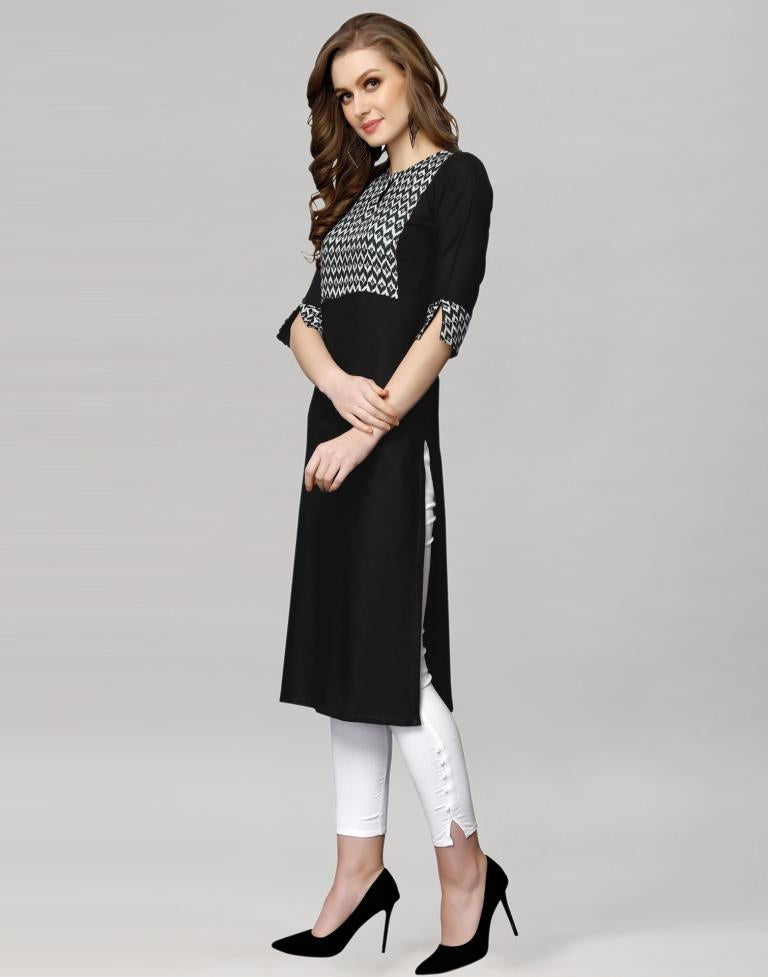 Black Coloured Rayon Printed Kurti With Pant | Sudathi