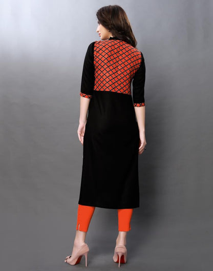 Black Coloured Printed Rayon Kurti | Sudathi