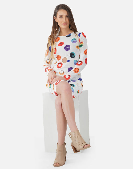 White and Multicoloured Printed Bodycon | Sudathi