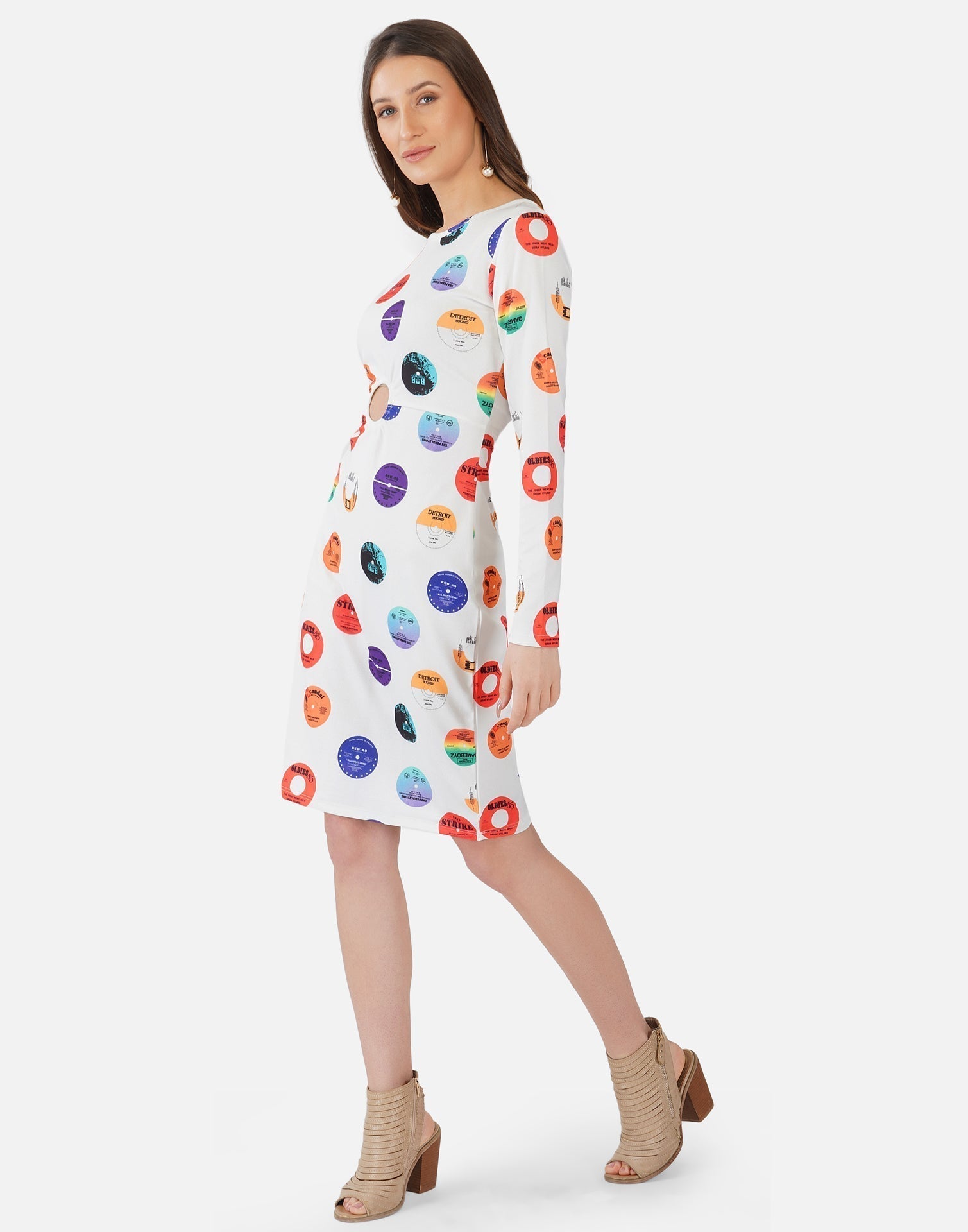 White and Multicoloured Printed Bodycon | Sudathi