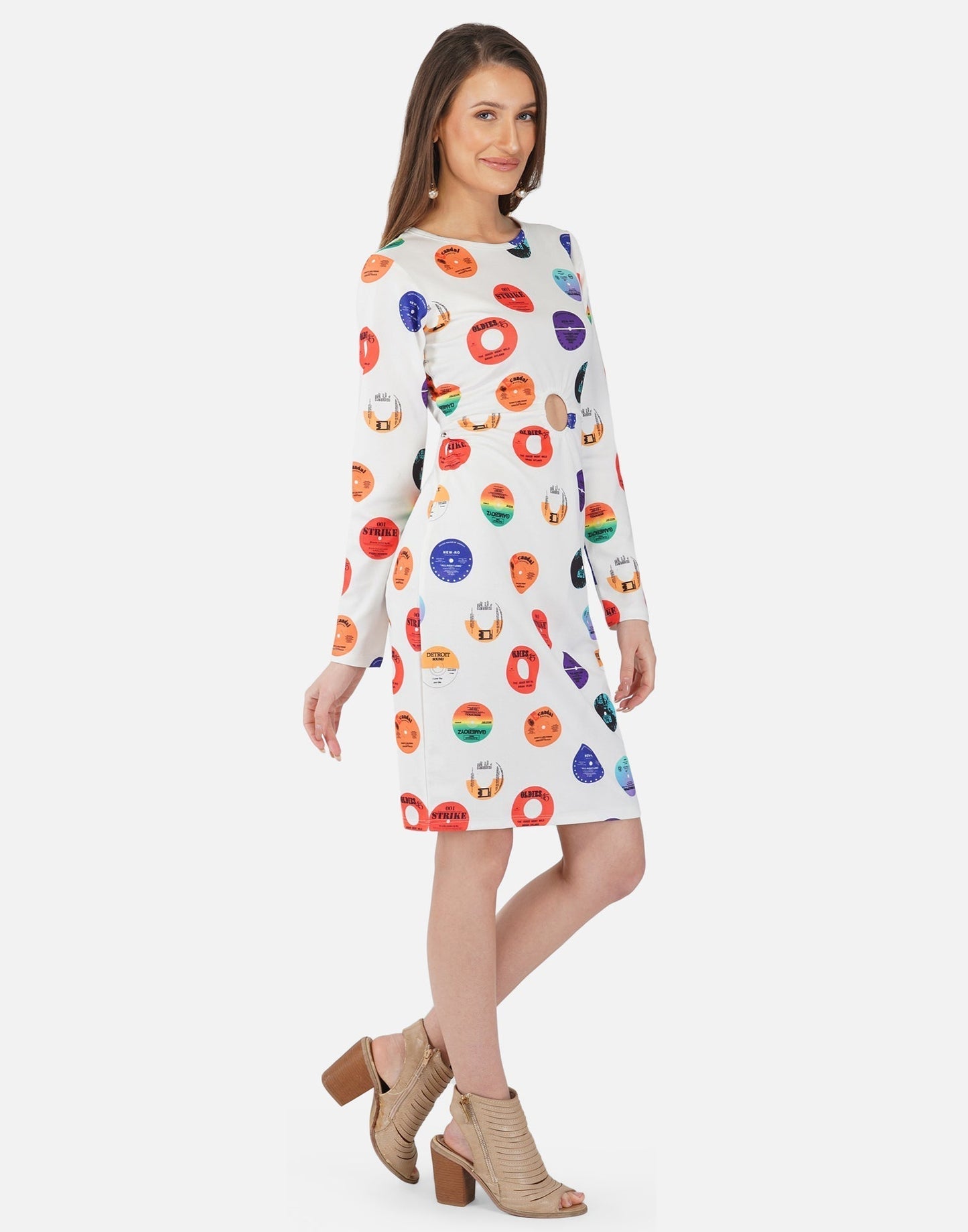 White and Multicoloured Printed Bodycon | Sudathi