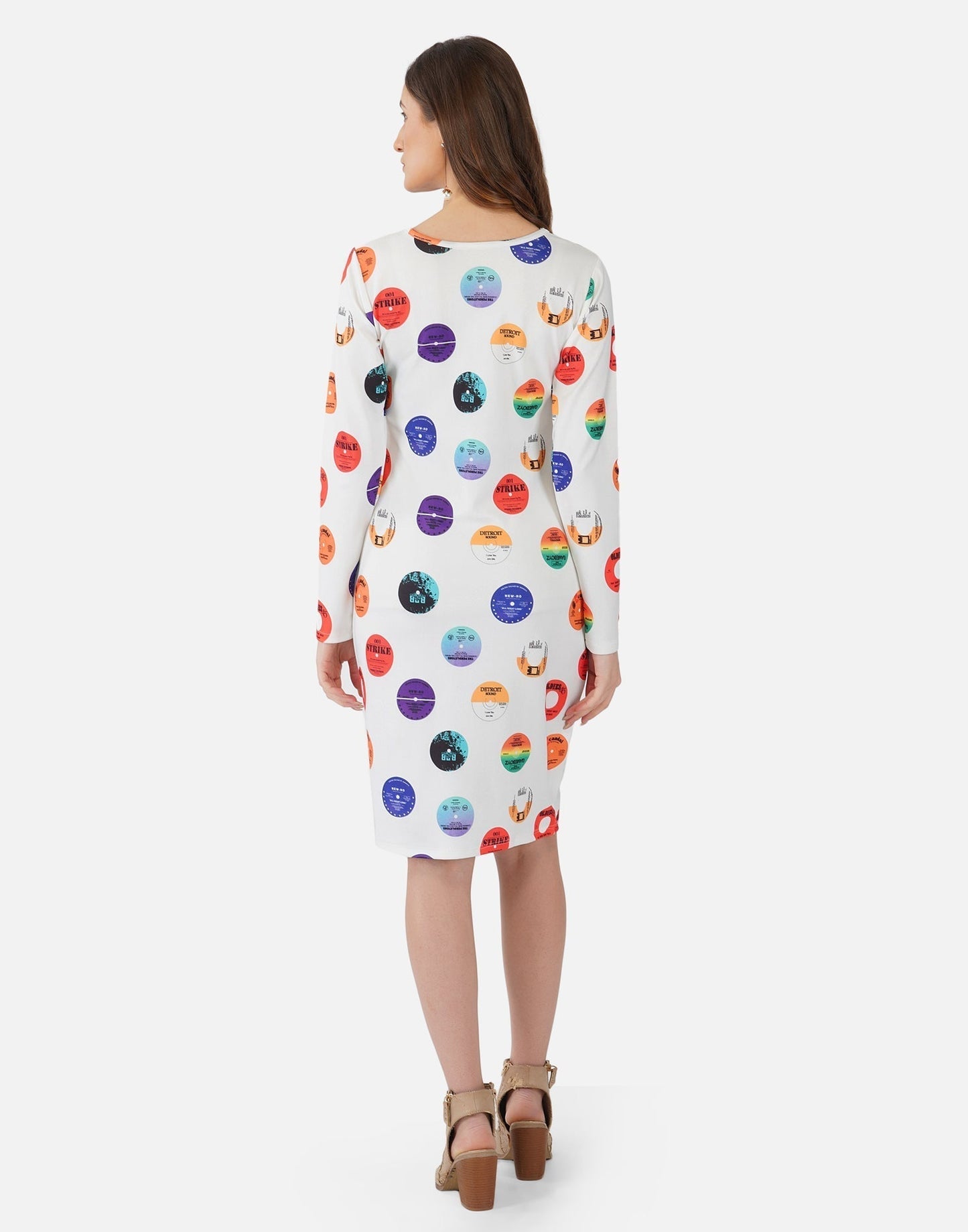 White and Multicoloured Printed Bodycon | Sudathi