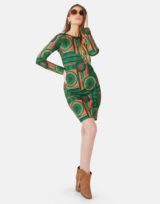 Green Printed Bodycon | Sudathi