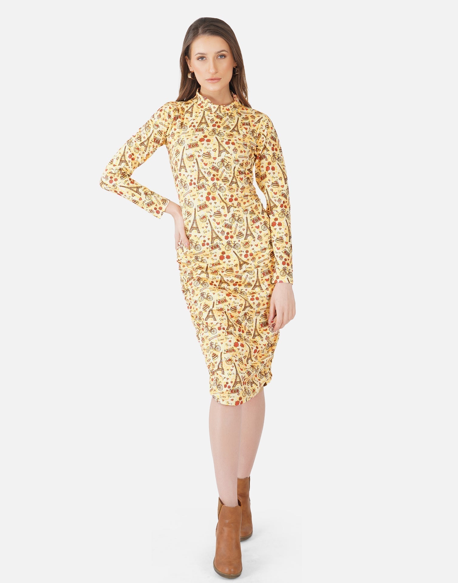 Light Yellow Printed Bodycon | Sudathi