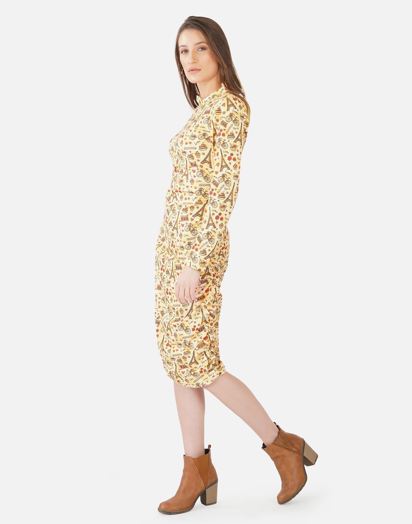 Light Yellow Printed Bodycon | Sudathi