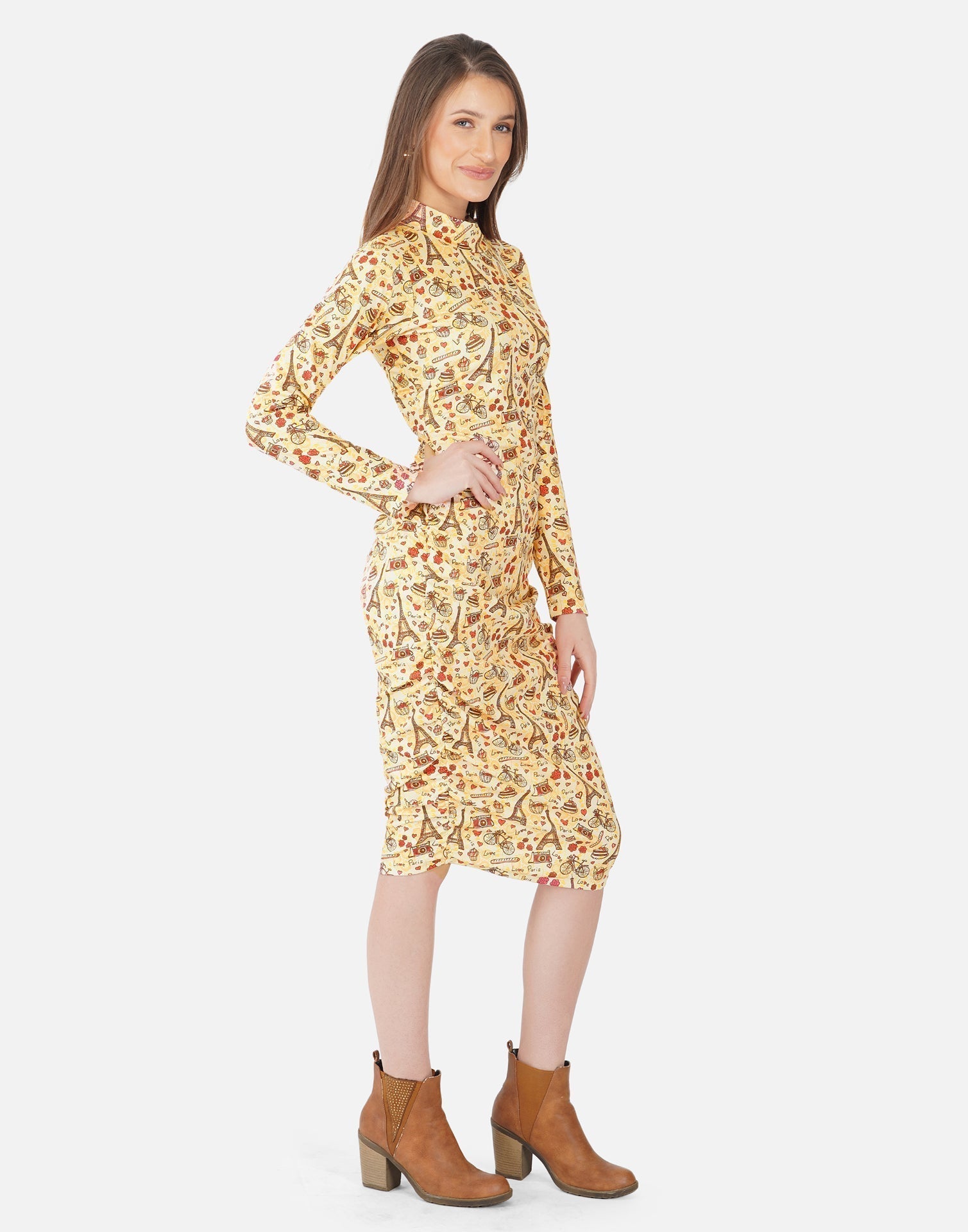 Light Yellow Printed Bodycon | Sudathi