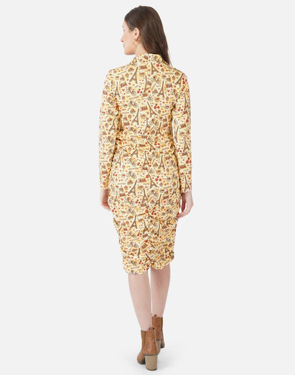 Light Yellow Printed Bodycon | Sudathi