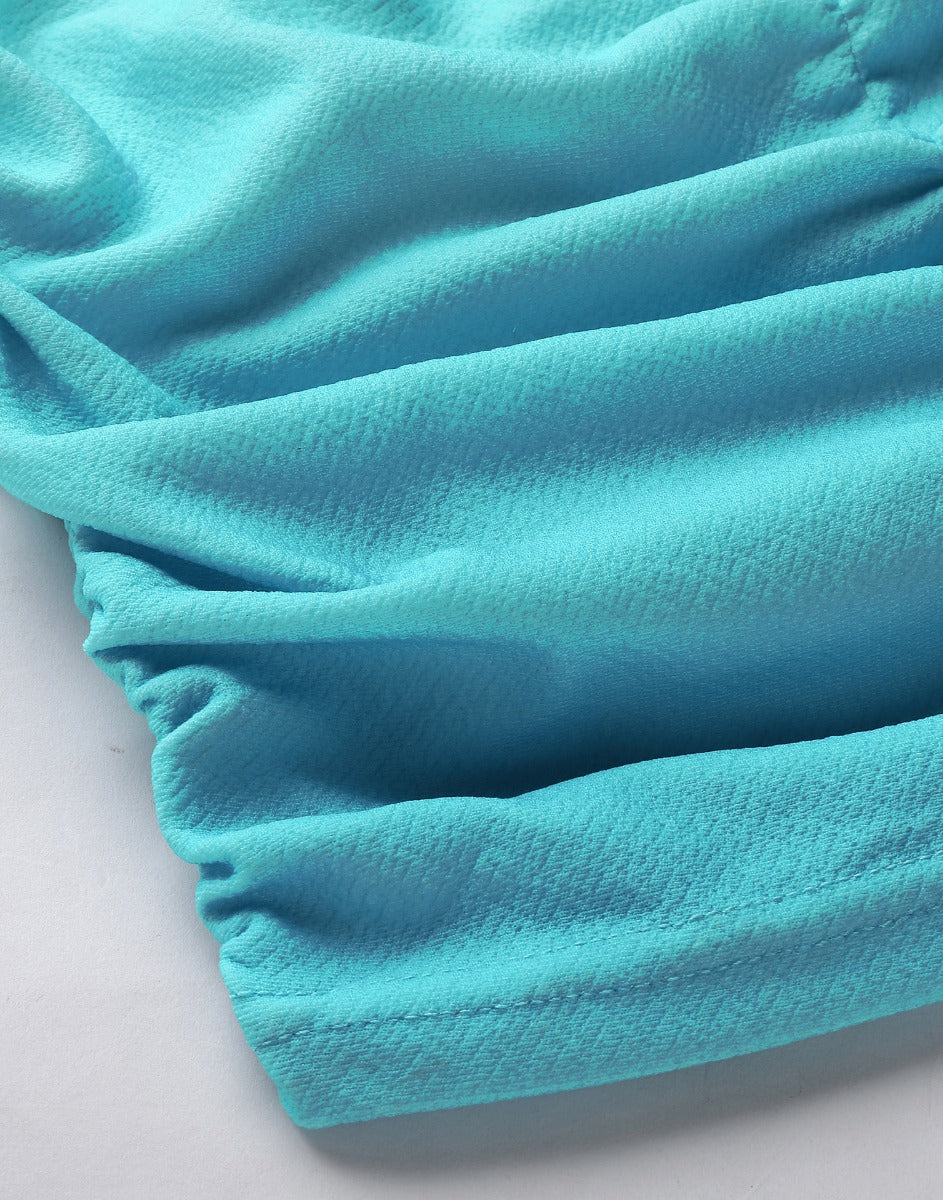 Sky Blue Ruched Bodycon Dress | Sudathi
