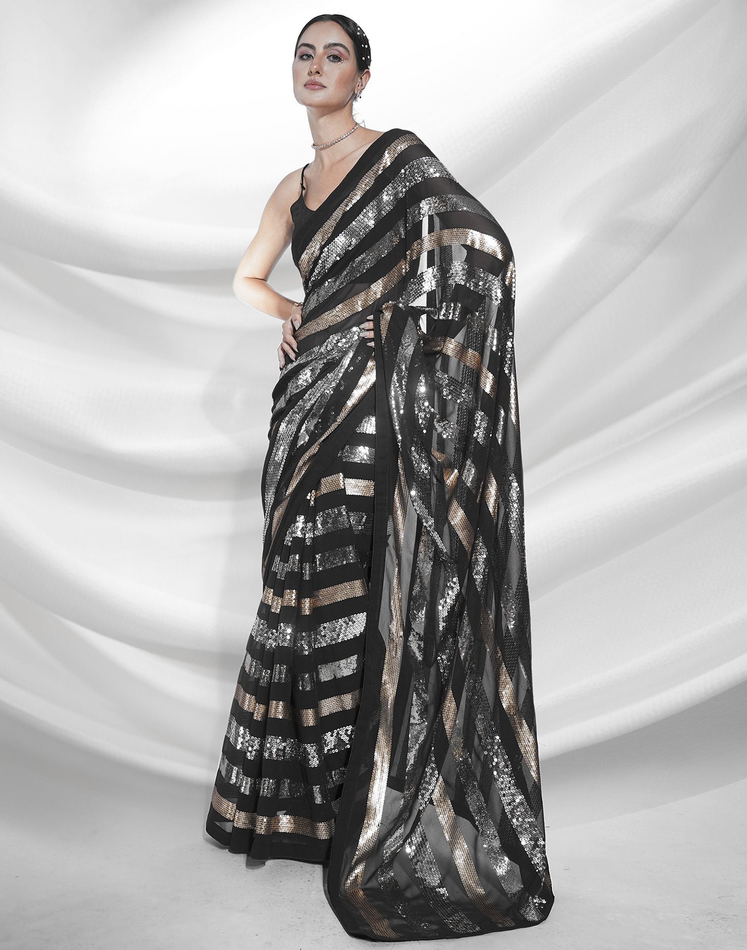 Black Sequence Saree | Leemboodi
