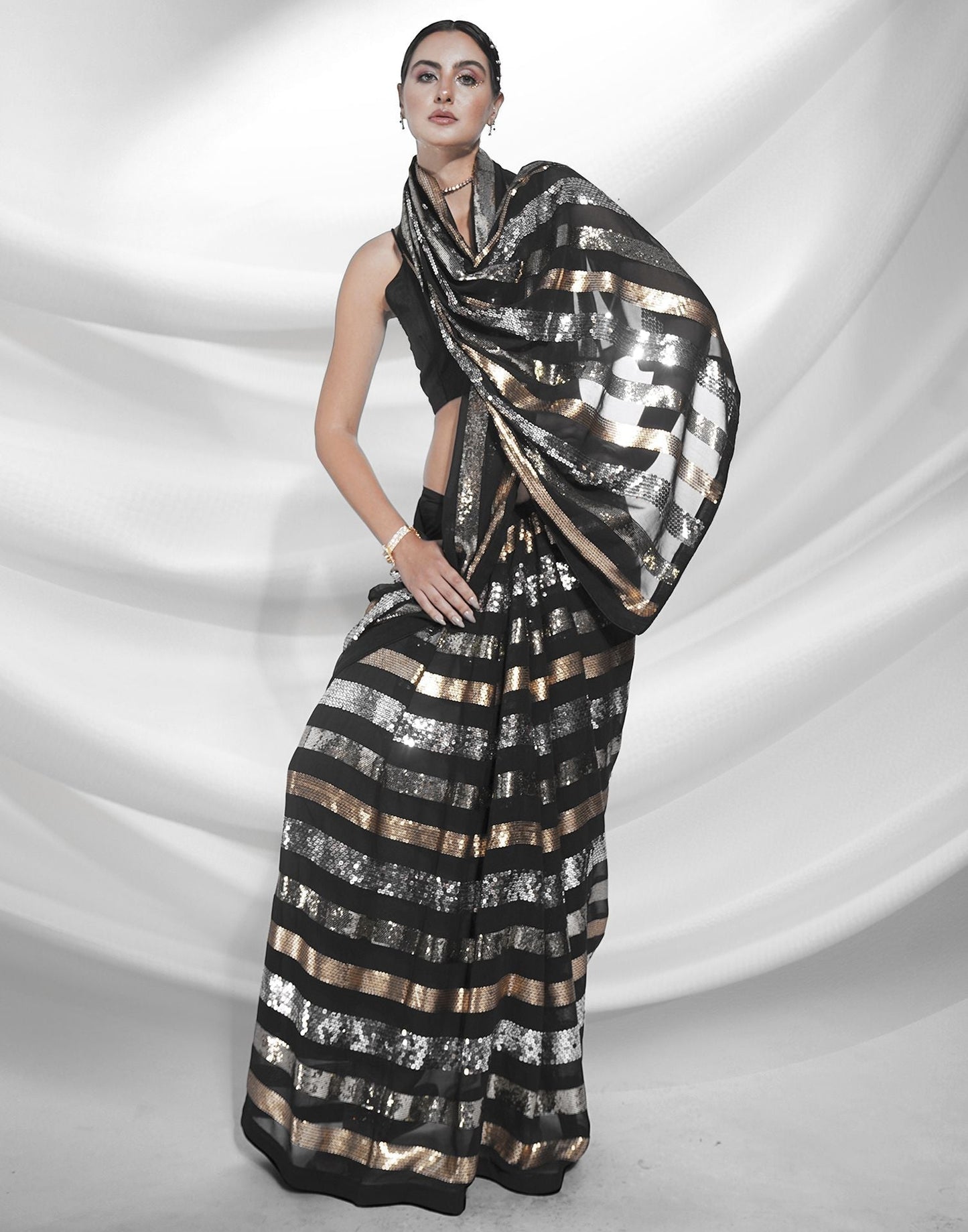 Black Sequence Saree | Leemboodi