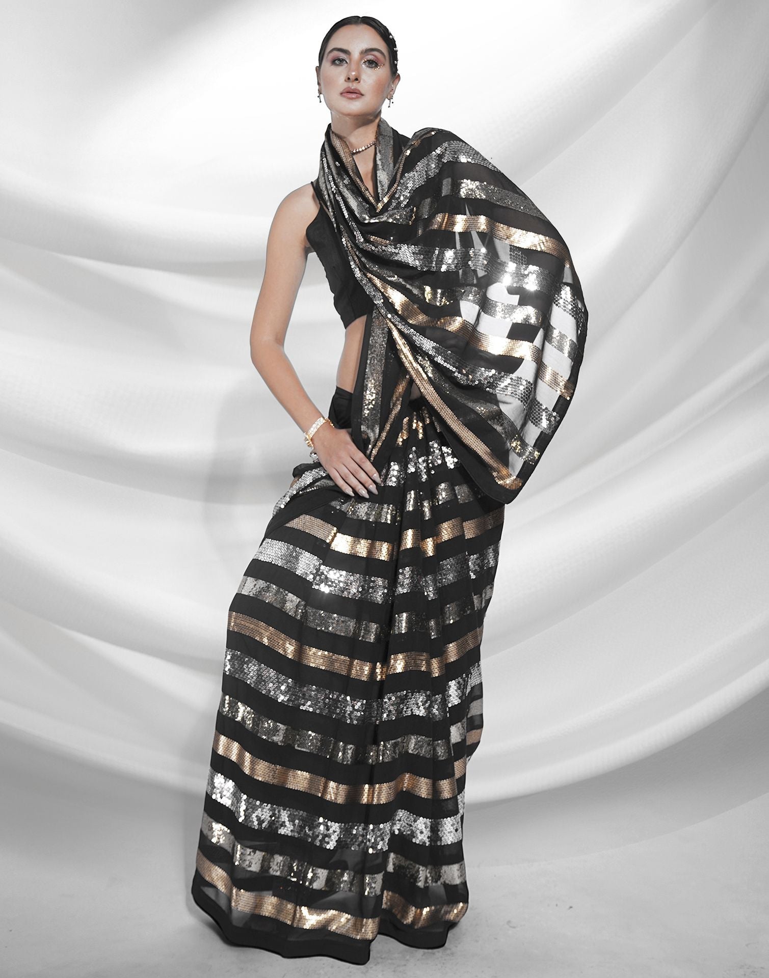 Black Sequence Saree | Leemboodi