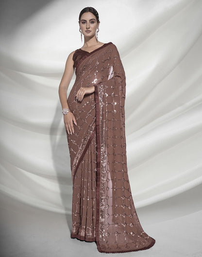 Brown Sequence Saree | Leemboodi