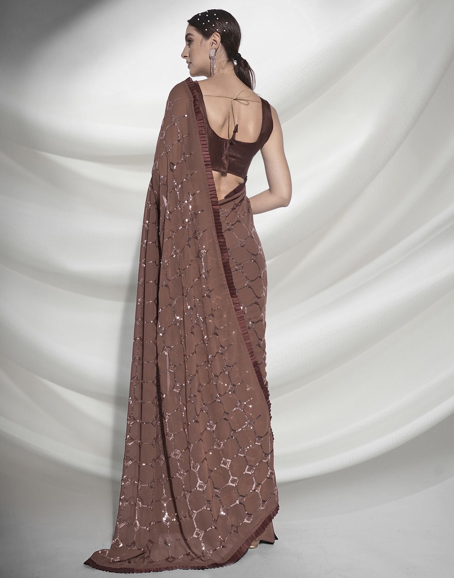 Brown Sequence Saree | Leemboodi