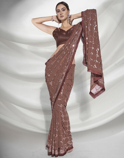 Brown Sequence Saree | Leemboodi