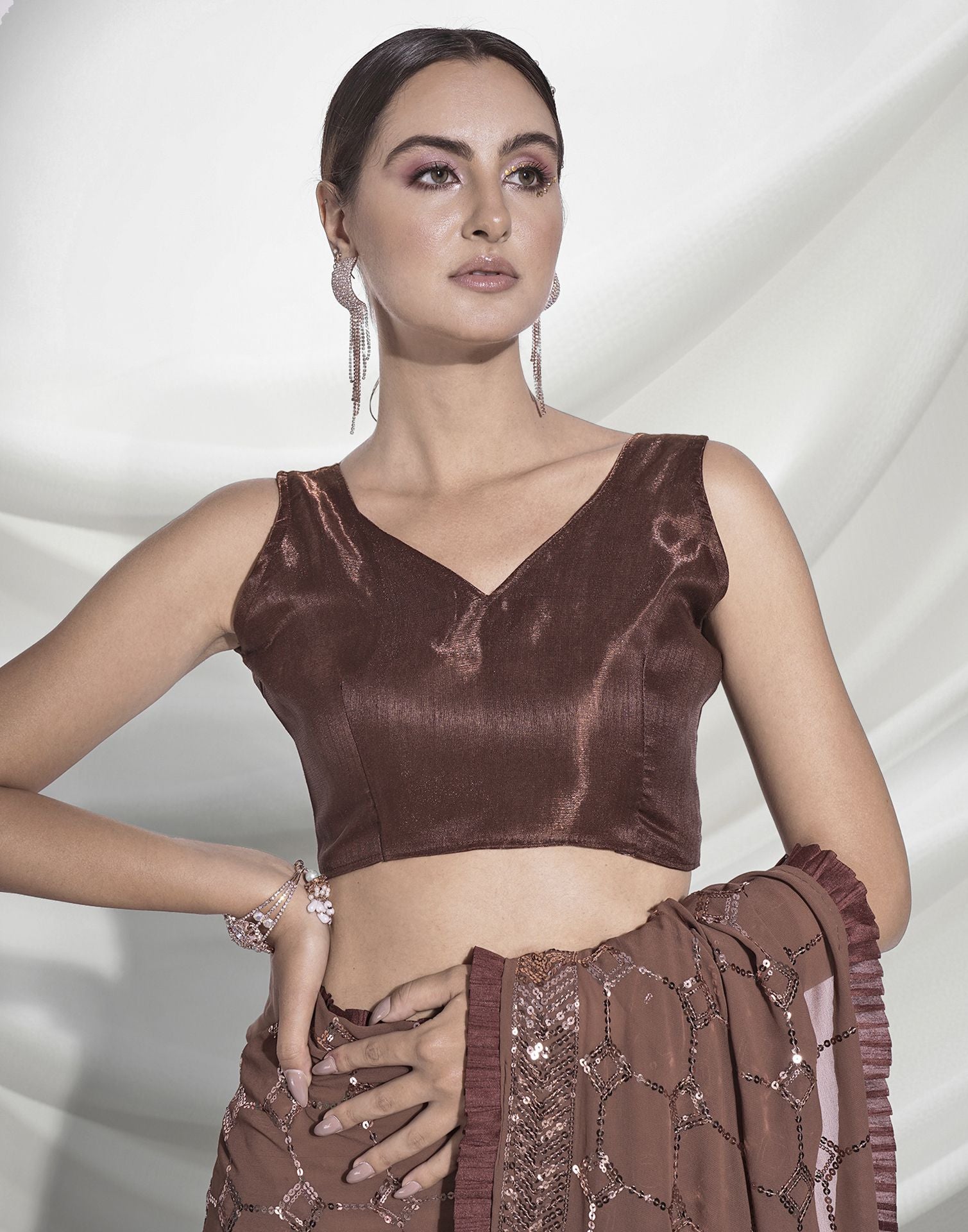 Brown Sequence Saree | Leemboodi