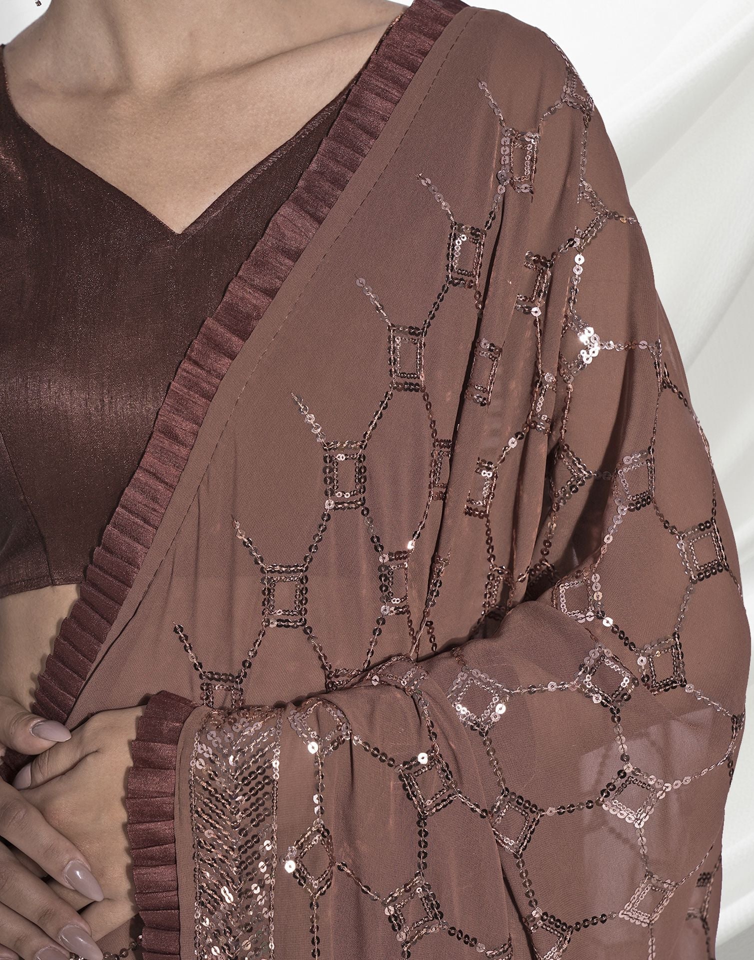 Brown Sequence Saree | Leemboodi