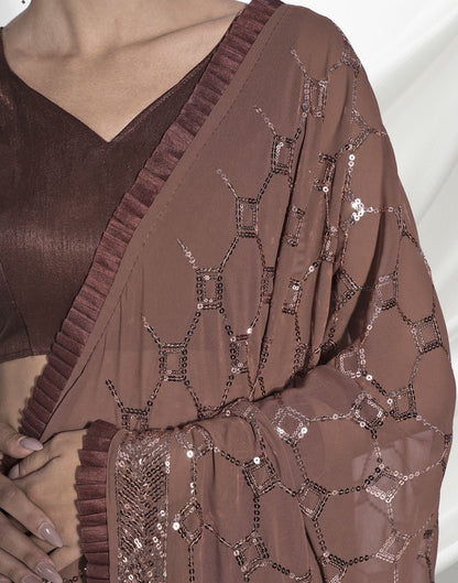 Brown Sequence Saree | Leemboodi
