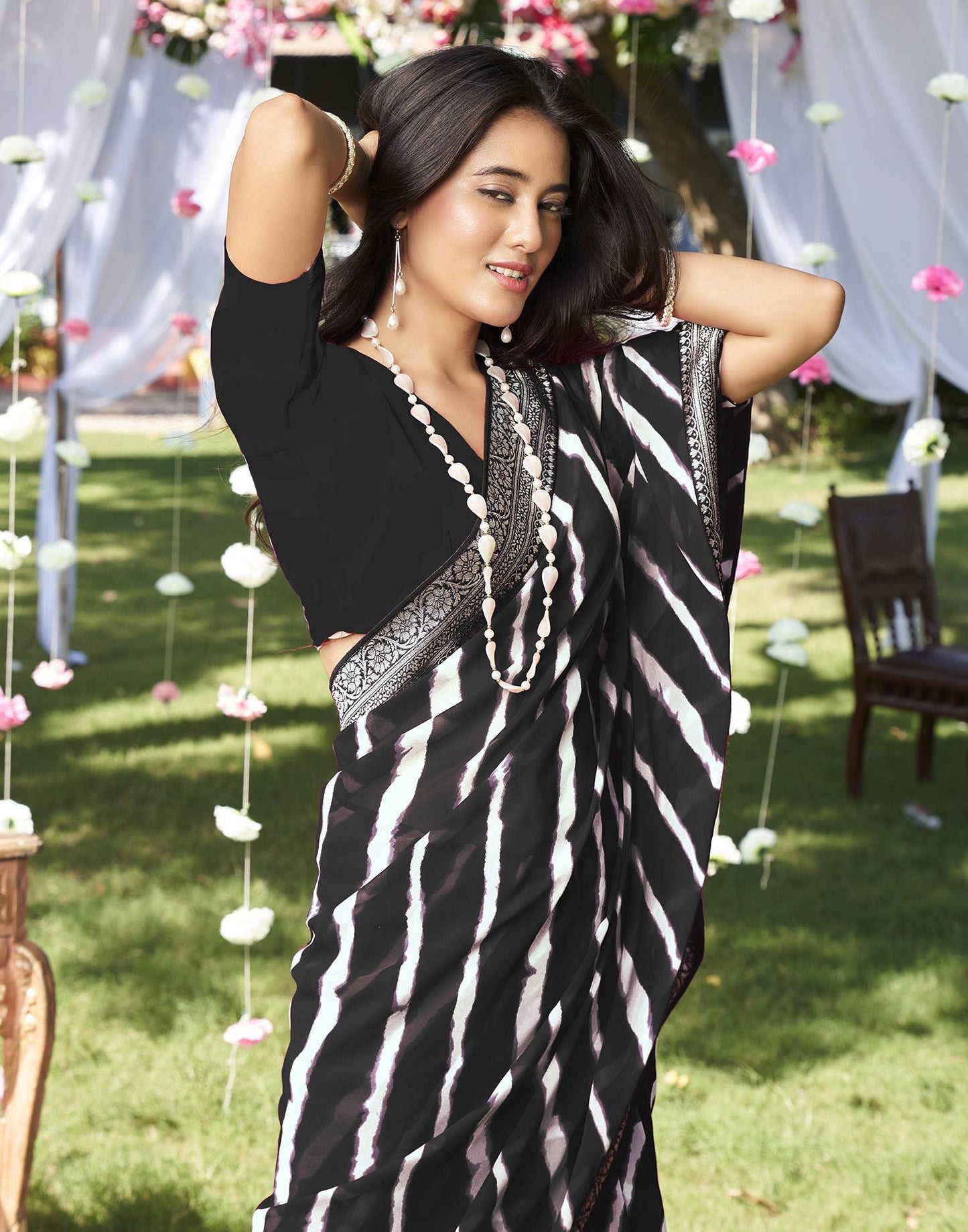 Black Printed Saree | Leemboodi