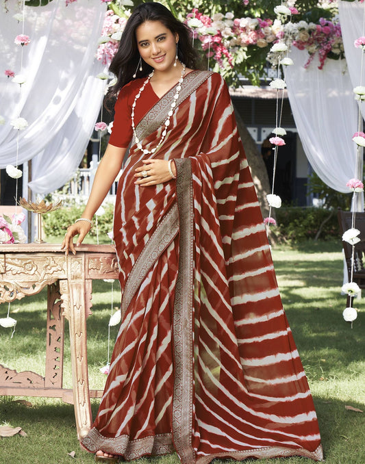 Brown Printed Saree | Leemboodi