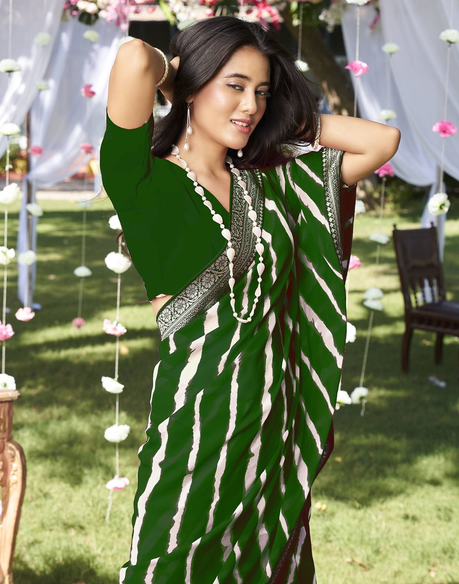 Green Printed Saree | Leemboodi