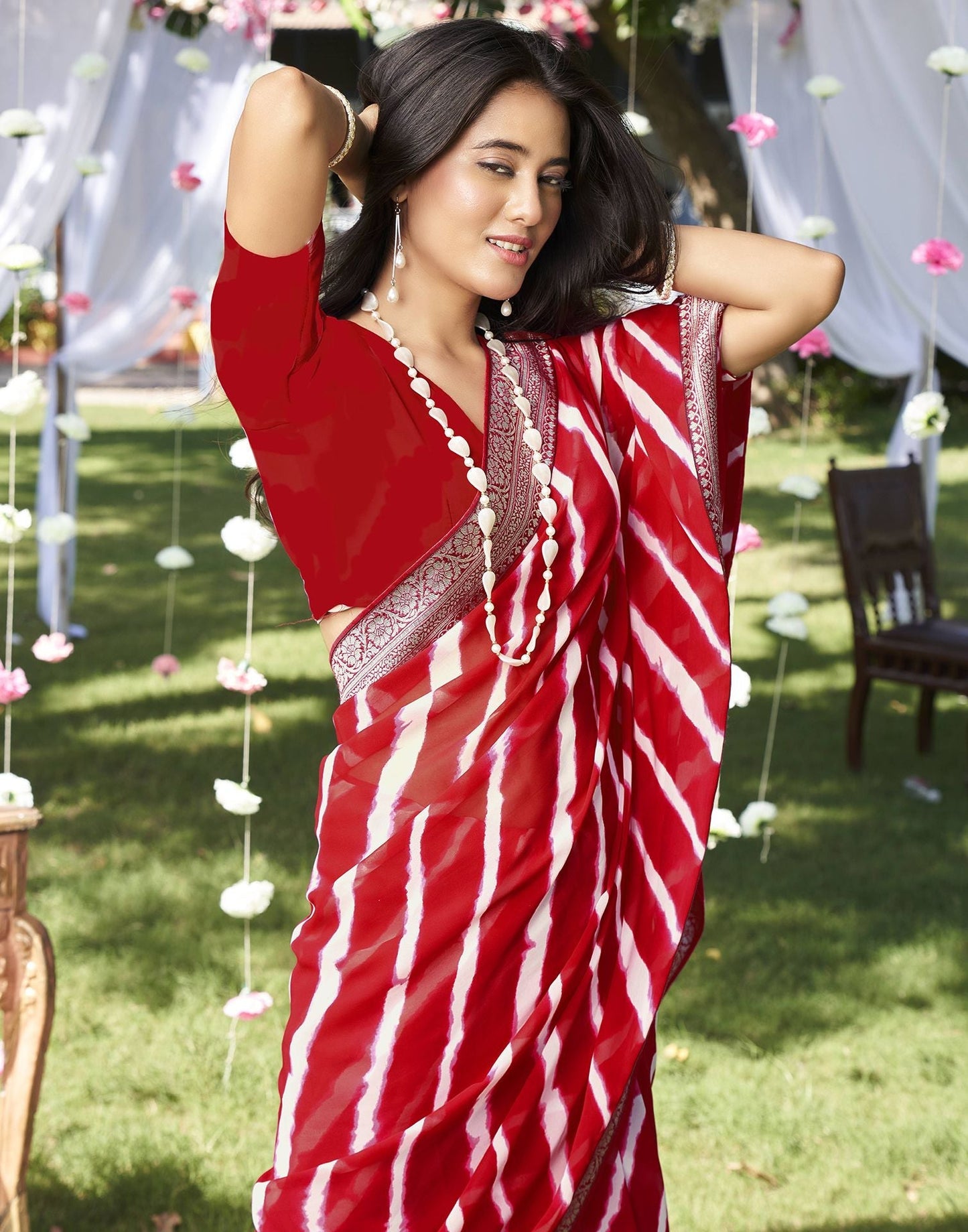 Red Printed Saree | Leemboodi