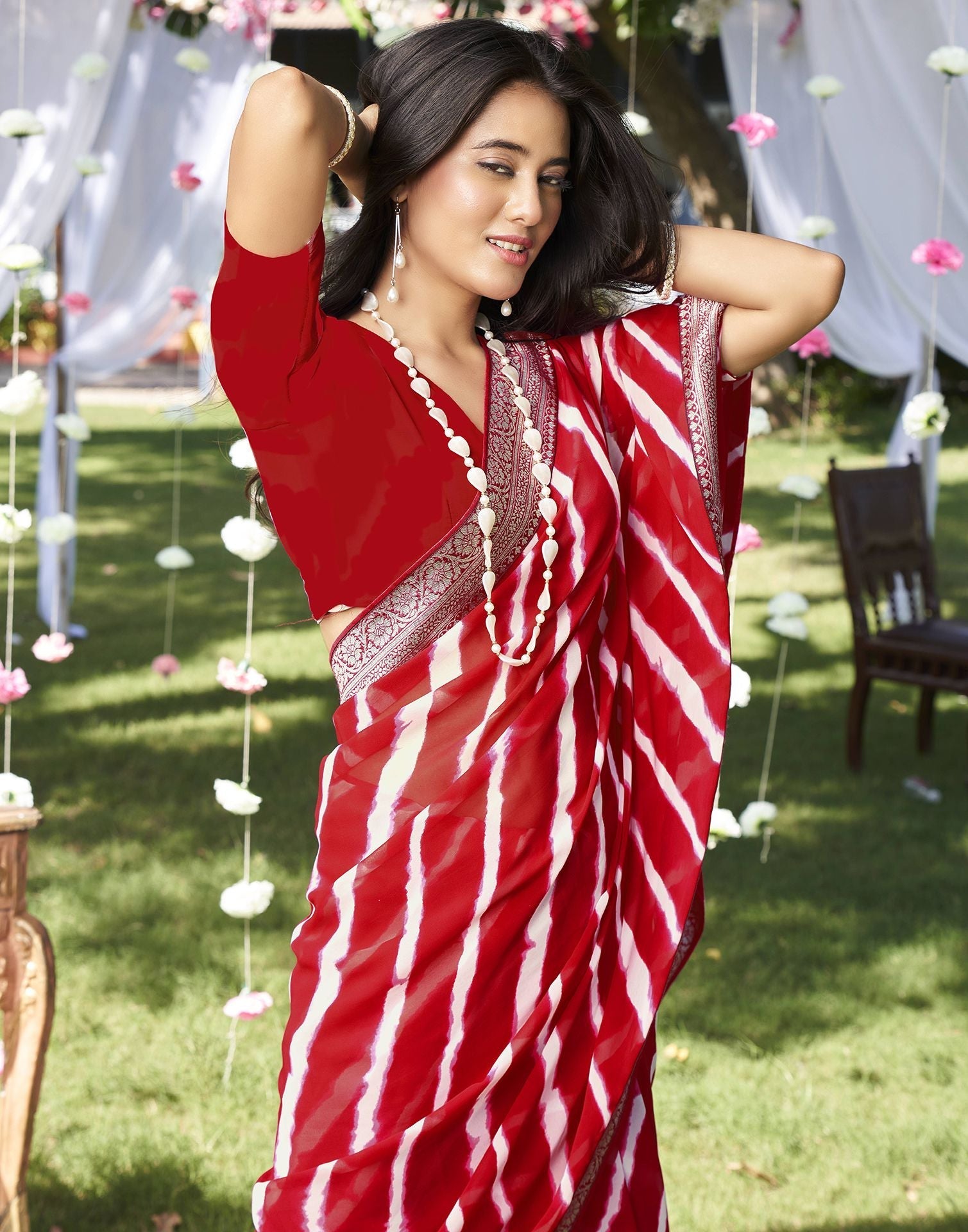 Red Printed Saree | Leemboodi